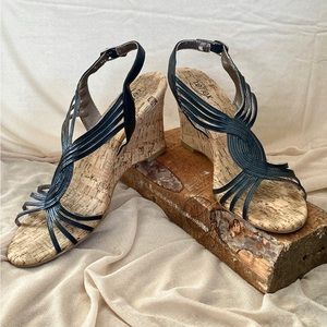 Moda Reflex Black Wedge Sandals - size 9 1/2